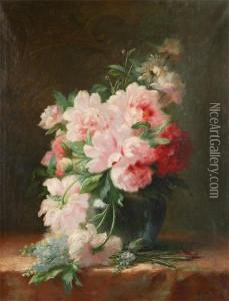 Still Life With Flowers Oil Painting - Edward Van Rijswijck