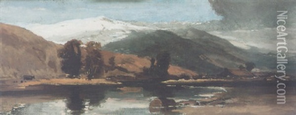 Landscape Sketch At Roewen, North Wales Oil Painting - William James Mueller