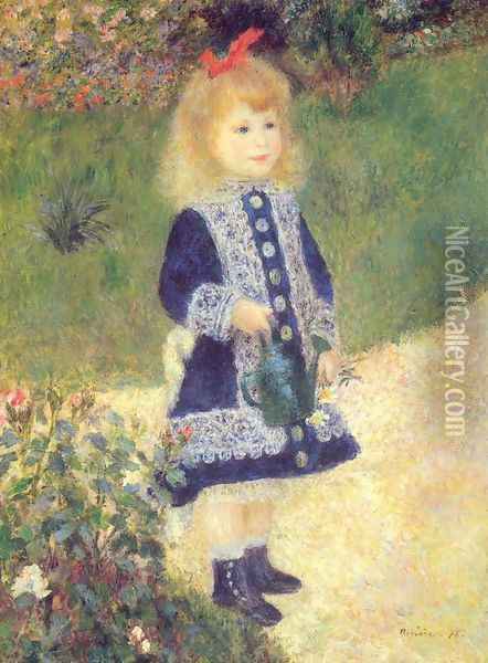 A Girl with a Watering Can Oil Painting - Pierre Auguste Renoir