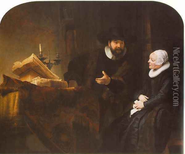 The Mennonite Minister Cornelis Claesz. Anslo in Conversation with his Wife, Aaltje 1641 Oil Painting - Rembrandt Van Rijn