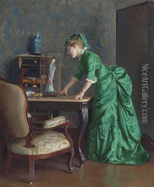 The Green Dress Oil Painting - William Macgregor Paxton