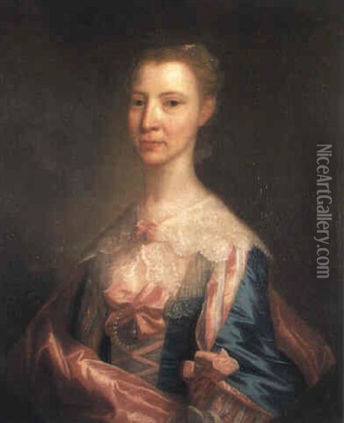 Retrato De Una Joven Dama Oil Painting - Thomas Hudson
