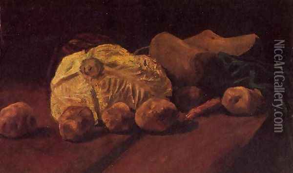 Still Life With Cabbage And Clogs Oil Painting - Vincent Van Gogh
