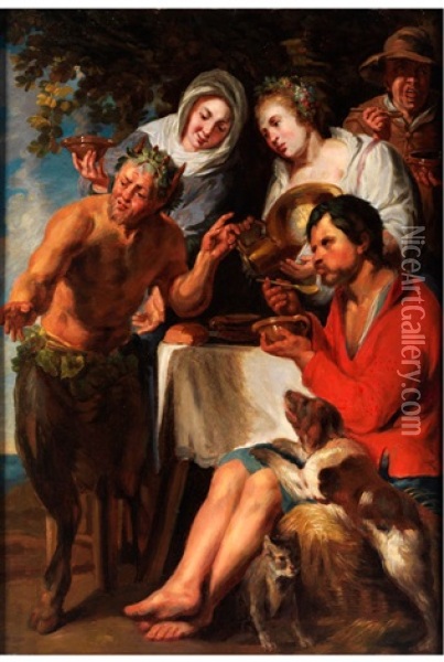 Der Satyr Beim Bauern Oil Painting - Jacob Jordaens