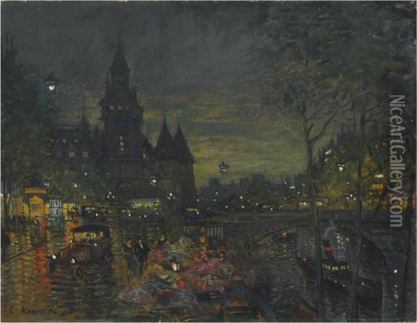 Le Pont Neuf, Paris Oil Painting - Konstantin Alexeievitch Korovin