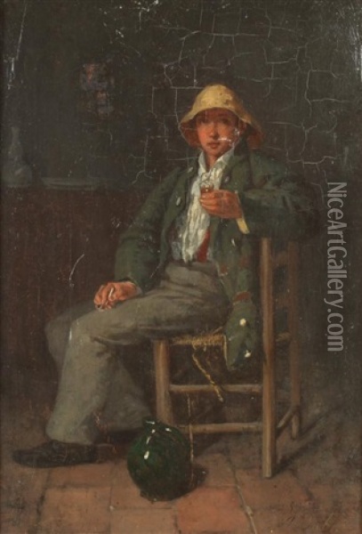 Fisherboy In Hat Oil Painting - Louis Alexandre Dubourg