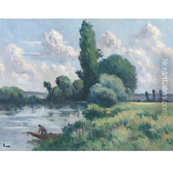 Rolleboise, Le Petit Bras De Seine Oil Painting - Maximilien Luce