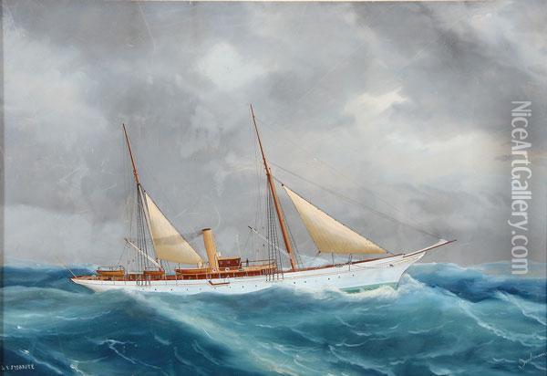 The Sailing Ship S.y. Sybarite Oil Painting - Antonio de Simone