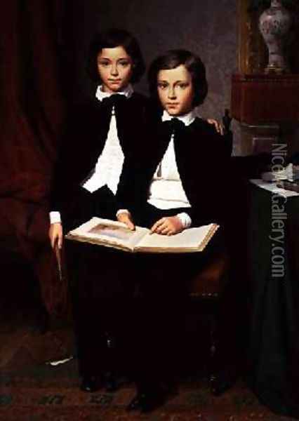 Two Brothers Oil Painting - Maurice Leloir