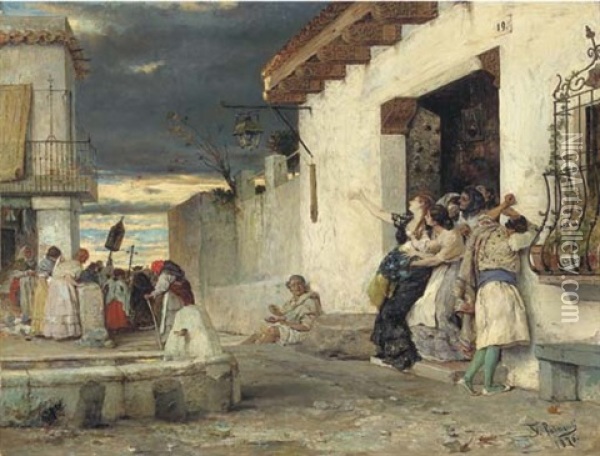 The Gathering Oil Painting - Vicente Palmaroli y Gonzales