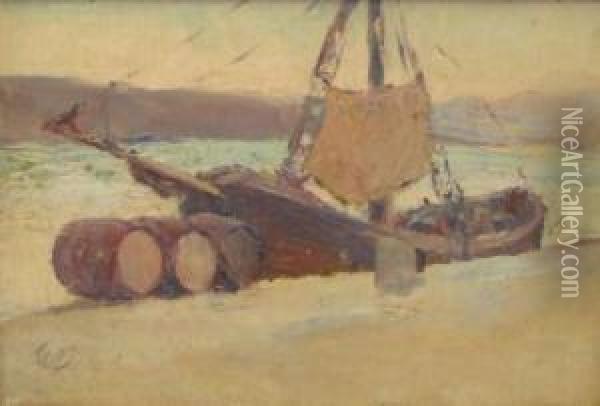 Fishing Boat In Harbour Oil Painting - Wilfred Williams Ball