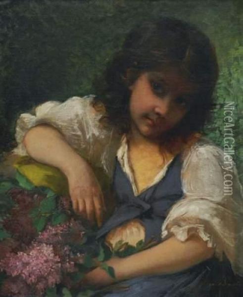 Jeune Fille Aux Lilas Oil Painting - Anais Beauvais
