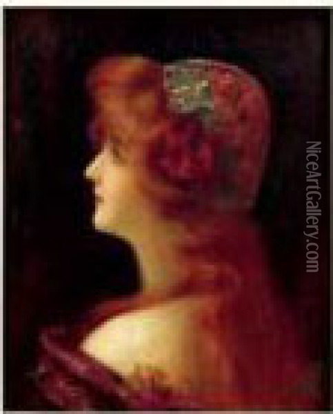 Jeune Femme Rousse De Profil Oil Painting - Gabriel Joseph Marie Augustin Ferrier