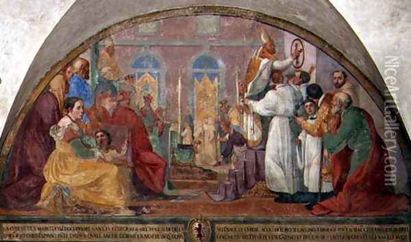 Pope Eugene IV Consecrating the convent of San Marco in 1442 Oil Painting - Alessandro Tiarini