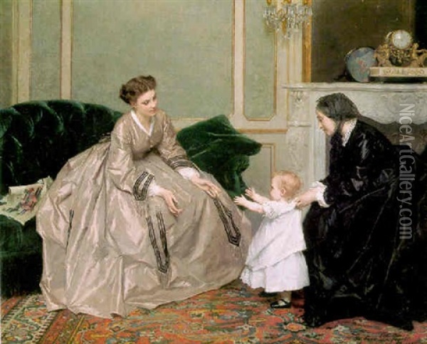 The First Steps Oil Painting - Gustave Leonhard de Jonghe