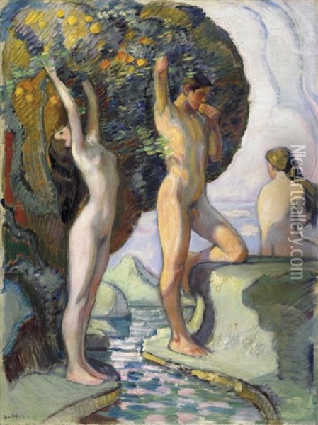 Sommer In Arkadien Oil Painting - Ludwig Von Hofmann