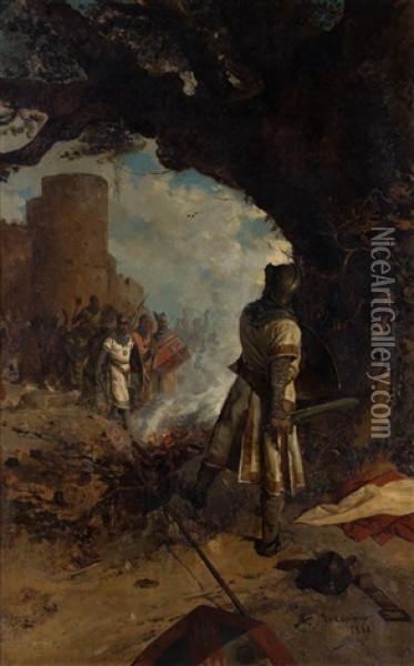 Valor Y Cobardia (episodio Del Siglo Xi) Oil Painting - Angel (Monedero) Lizcano y Esteban