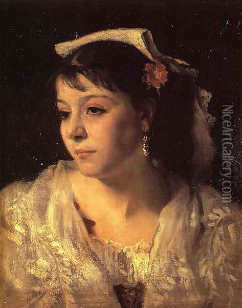 Head of an Italian Woman Oil Painting - John Singer Sargent