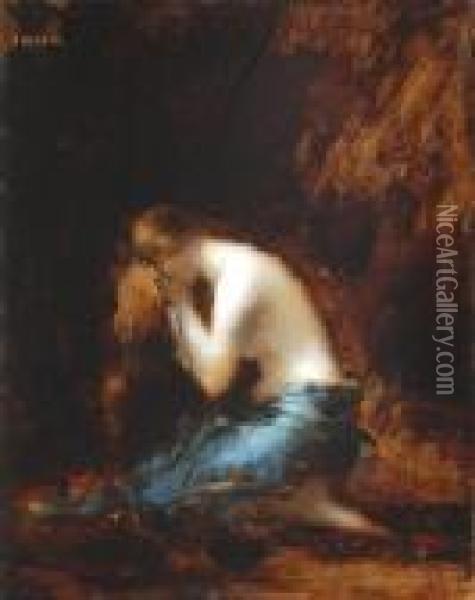 Femme Agenouille Oil Painting - Jean-Jacques Henner
