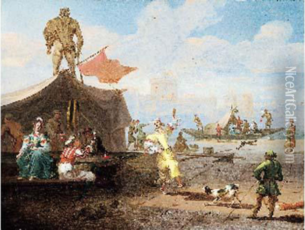 Scene De Danse Sur Un Port Oil Painting - Jacobus De Jonckheer