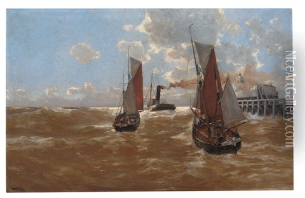 Hafeneinfahrt Von Ostende Oil Painting - Erwin Carl Wilhelm Guenther