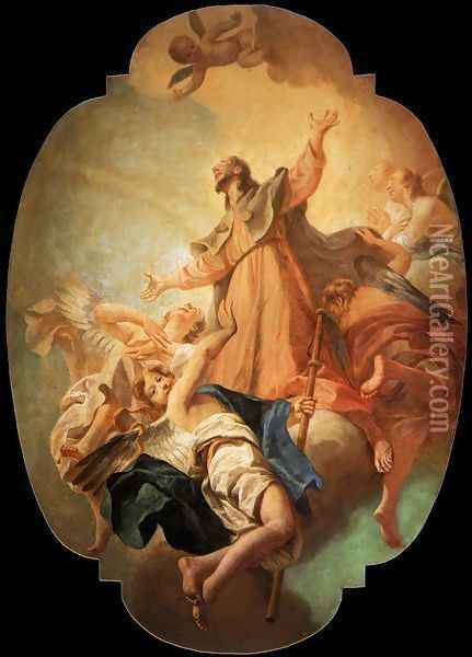 St Roch in Glory c. 1754 Oil Painting - Giuseppe Angeli