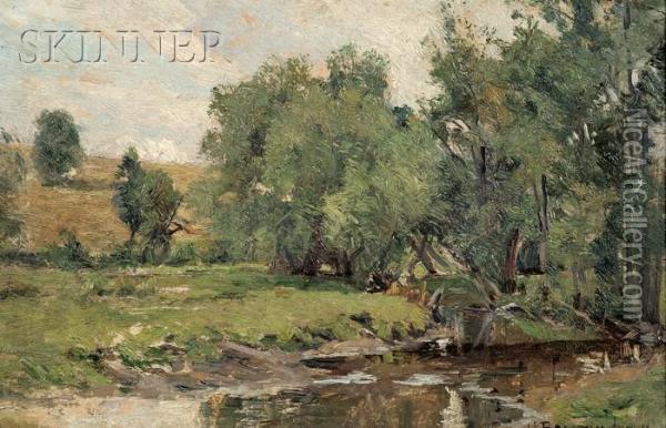 Landscape With Stream Oil Painting - Hugh Bolton Jones