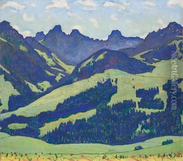 Landschaft Bei Chateau D'Oex Oil Painting - Ferdinand Hodler