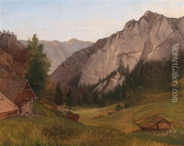 Scene From The Salzkammergut Oil Painting - Joseph Feid