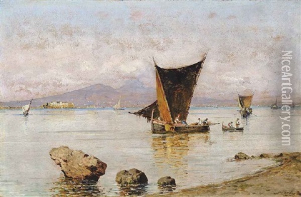 Fishing On The Bay Of Naples Oil Painting - Friedrich Nerly the Younger