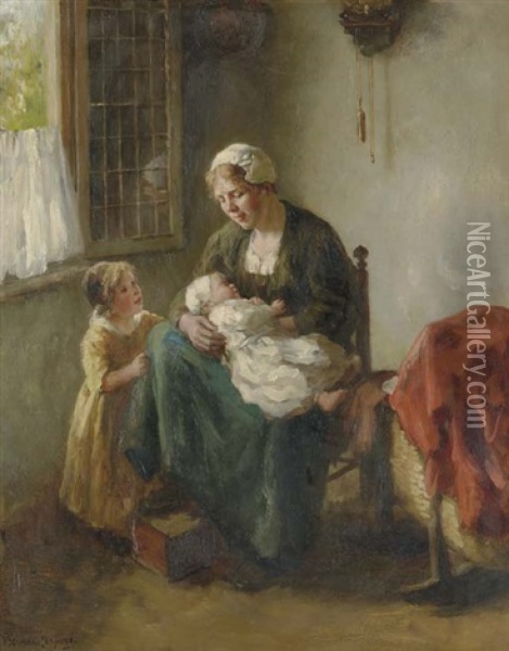 The Happy Mother Oil Painting - Bernard de Hoog