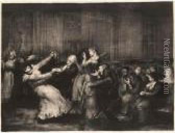 Dance In The Madhouse (mason 49; Bellows 92) Oil Painting - George Wesley Bellows
