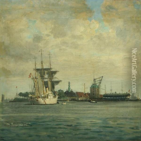 The Schooner Ingolf In Copenhagen Harbour Oil Painting - Christian Benjamin Olsen