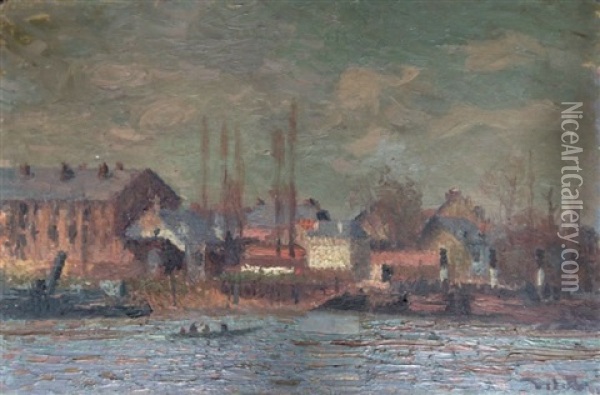 Paysage Bord De Seine Oil Painting - Joseph Marie Louis Delattre