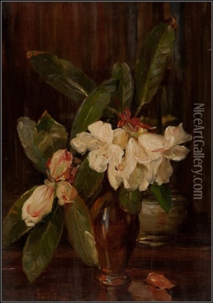 Flowers In A Vase Oil Painting - Kate Wylie