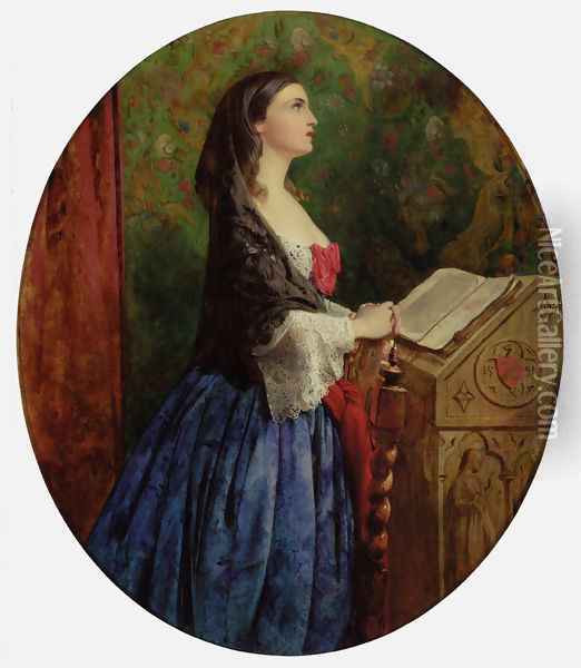 Devotion, 1858 Oil Painting - Philip Hermogenes Calderon