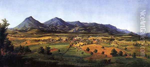 The Peaks of Otter and the Town of Liberty Oil Painting - Edward Beyer