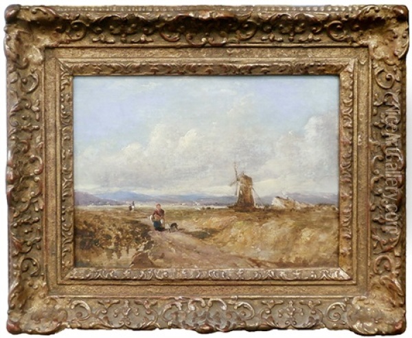 Landscape With Windmill Oil Painting - Augustus Wall (Sir.) Callcott