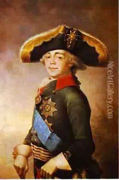 Portrait Of Paul I Emperor Of Russia 1796 Oil Painting - Vladimir Lukich Borovikovsky