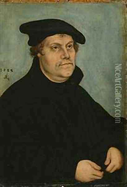 Portrait of Martin Luther at the age of 50 Oil Painting - Lucas The Elder Cranach