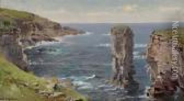 British Coastal View (coast Of Cornwall) Oil Painting - William Trost Richards