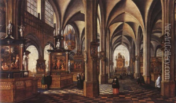 Interieur D'eglise Gothique Oil Painting - Bartholomeus Van Bassen
