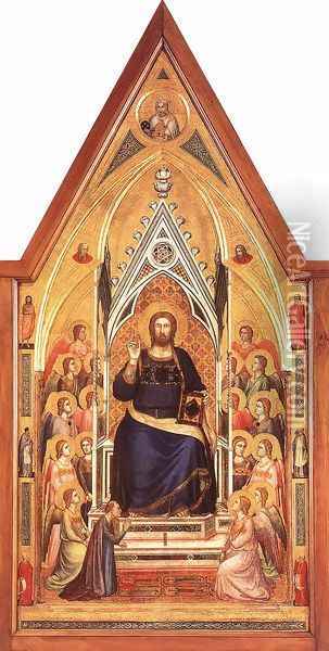The Stefaneschi Triptych- Christ Enthroned c. 1330 Oil Painting - Giotto Di Bondone