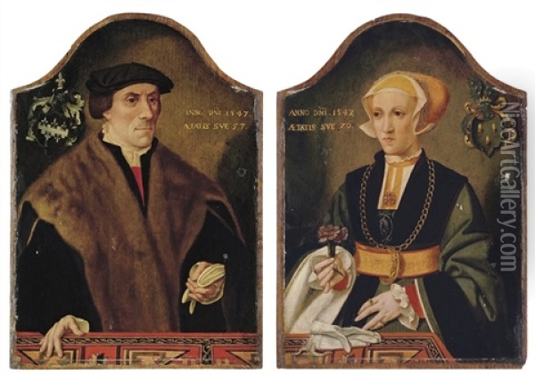 Portrait Of Goeddert Hittorp (+ Portrait Of Gertrud Hittorp; Pair) Oil Painting - Bartholomaeus Bruyn the Elder