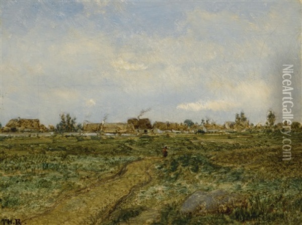 La Plaine De Chailly Et Les Premieres Maisons De Barbizon Oil Painting - Theodore Rousseau