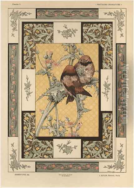 Birds plate 35 from Fantaisies decoratives Oil Painting - Jules Auguste Habert-Dys