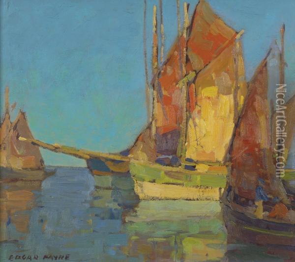 Twin Tuna Boats Oil Painting - Edgar Alwin Payne