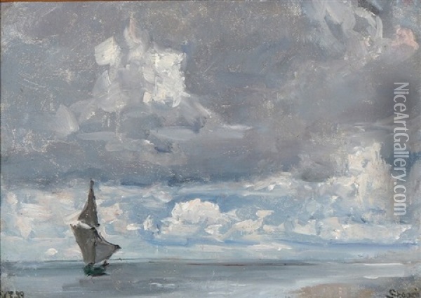 The Clouds Are Gathering Over The Quiet Waters Oil Painting - Viggo Johansen
