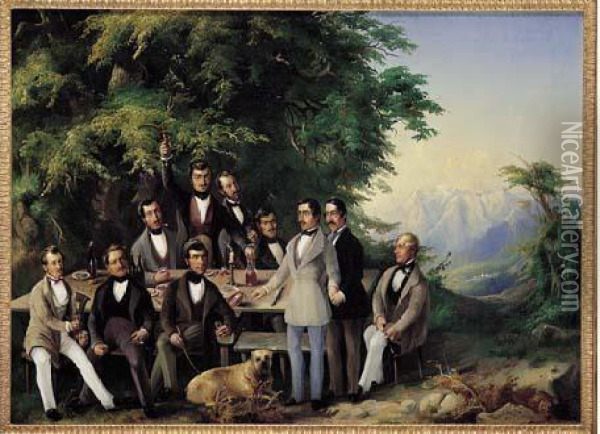 Un Repas D'amis Oil Painting - Albert Friedrich Kaselitz