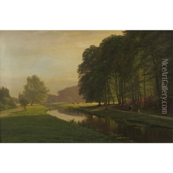A Walk In The Park Oil Painting - Anders Andersen-Lundby